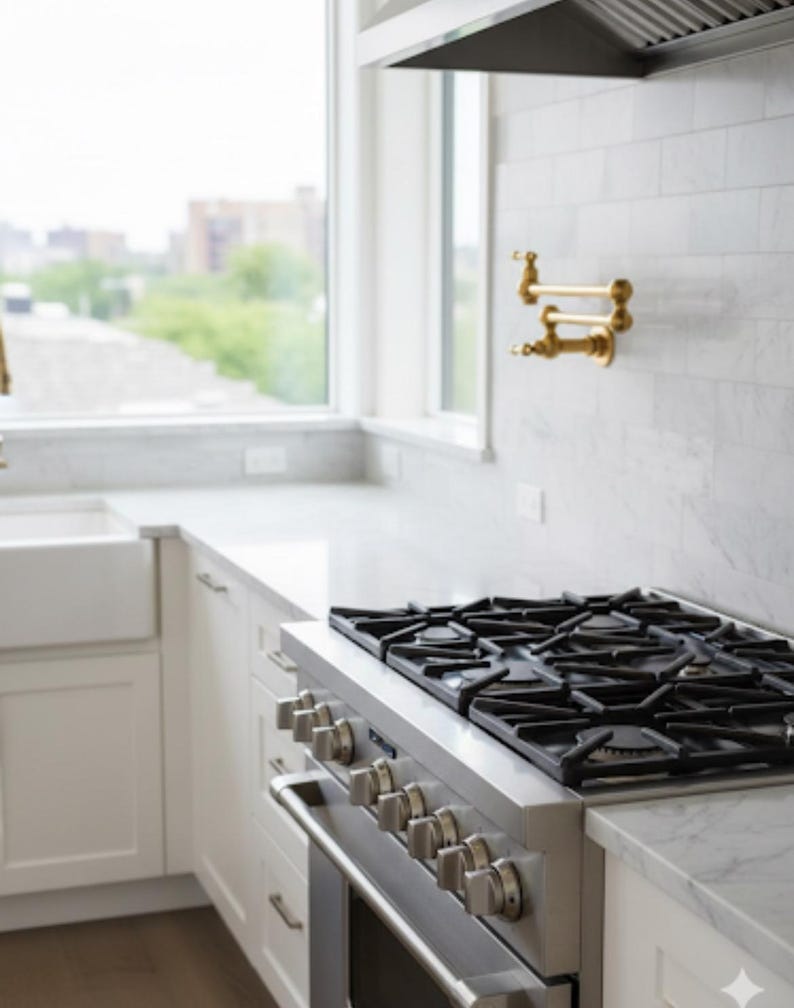 Wall Mounted Folding Stove Faucet with Cross Handles