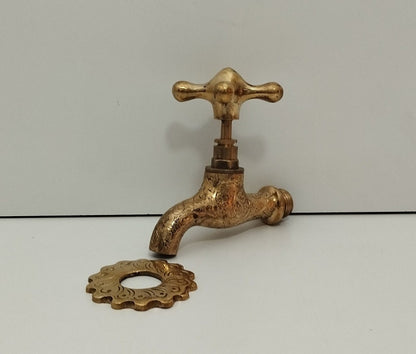 Vintage Engraved Brass Wall Tap
