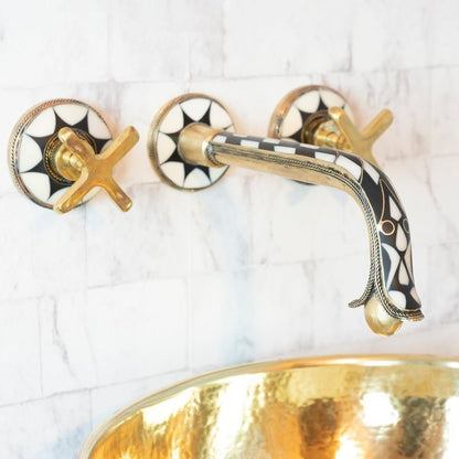 Moroccan Inlay Brass Wall Mount Faucet