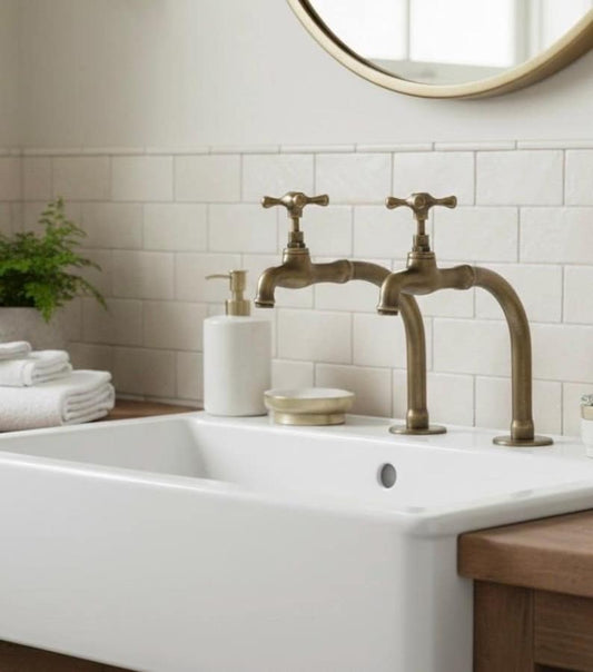 Unlacquered Brass Widespread Bathroom Faucet