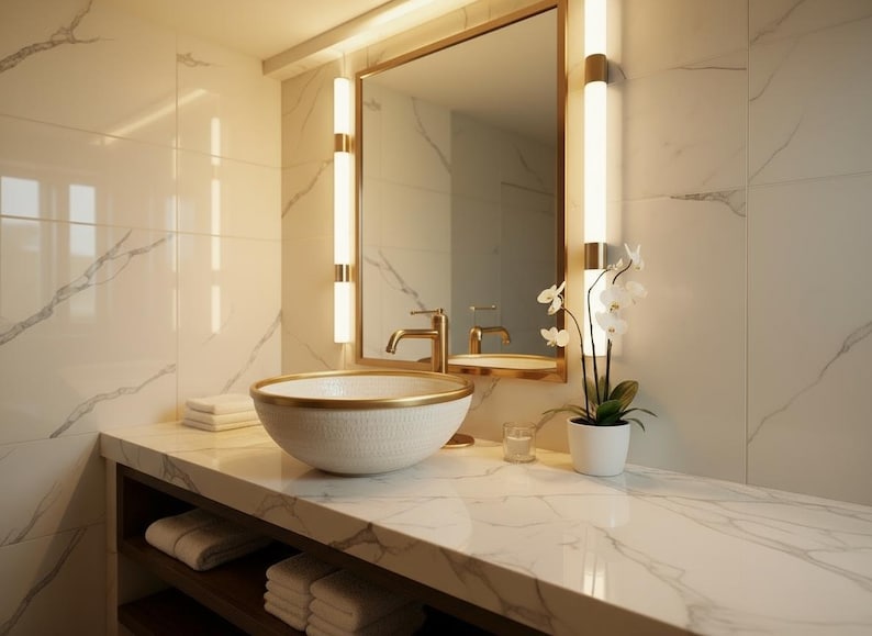 Handcrafted Textured Vessel Sink with Brass Rim