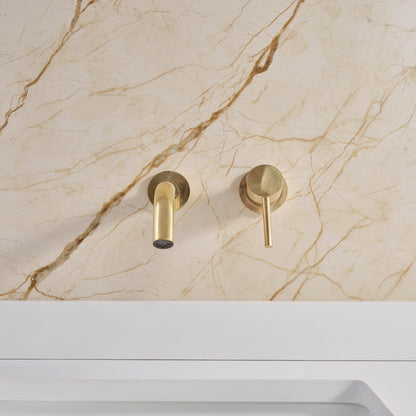 Brushed Brass Wall Mount Bathroom Faucet