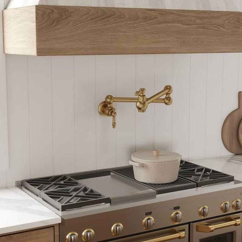 Unlacquered Brass Double Swing Pot Filler Faucet
