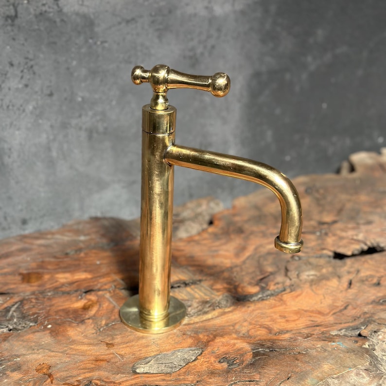 Handcrafted Solid Brass Vessel Sink Faucet with Cross Handle