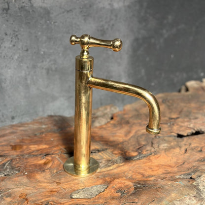 Handcrafted Solid Brass Vessel Sink Faucet with Cross Handle