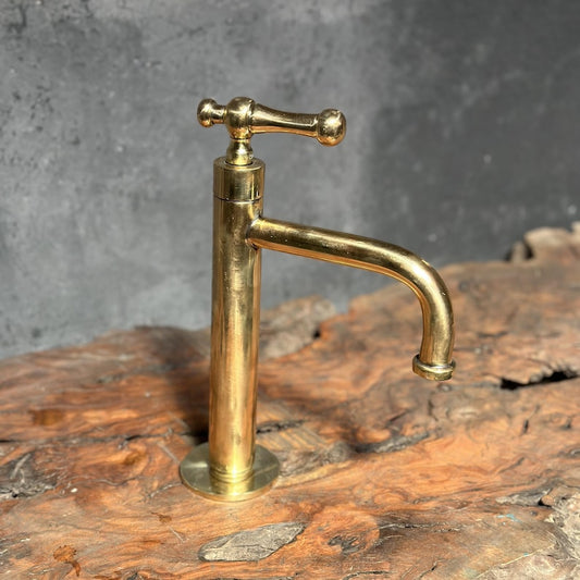 Handcrafted Solid Brass Vessel Sink Faucet with Cross Handle