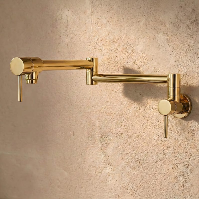 Modern Unlacquered Brass Pot Filler Faucet