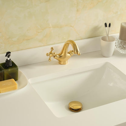 Vintage Polished Brass Bathroom Faucet with Cross Handles