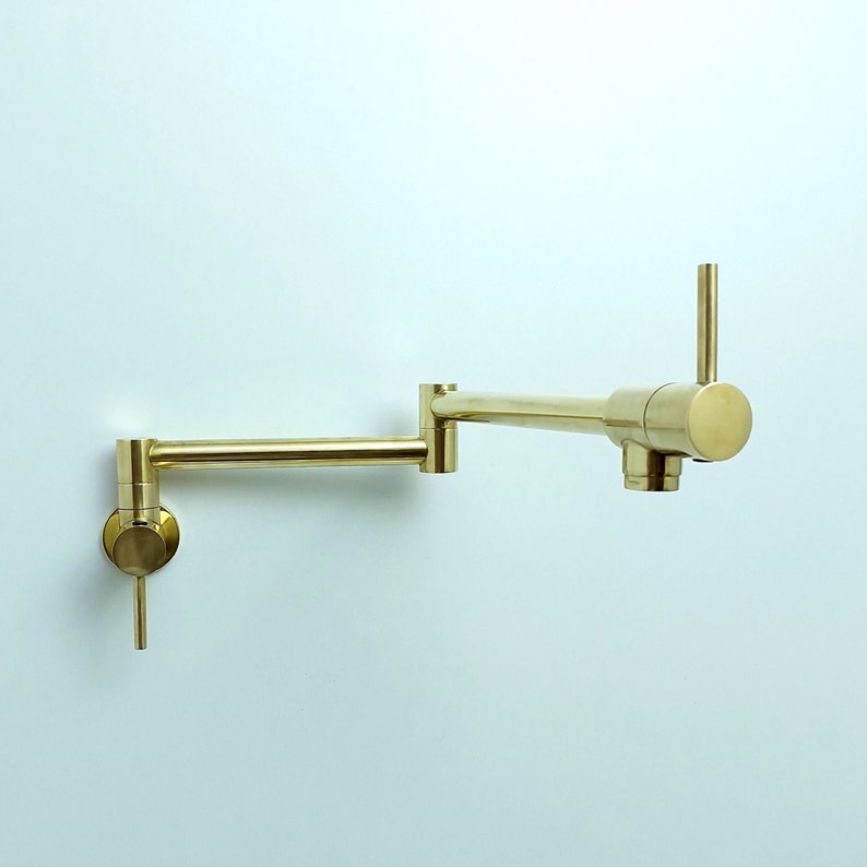 Modern Unlacquered Brass Wall Pot Filler Faucet