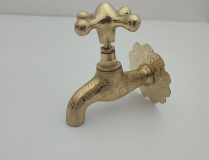 Engraved Solid Brass Wall Faucet