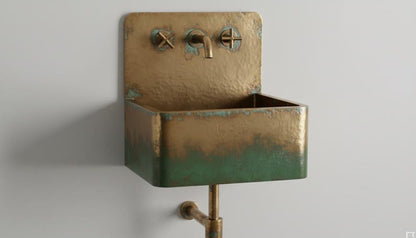 Hammered Patina Copper Wall Mount Sink