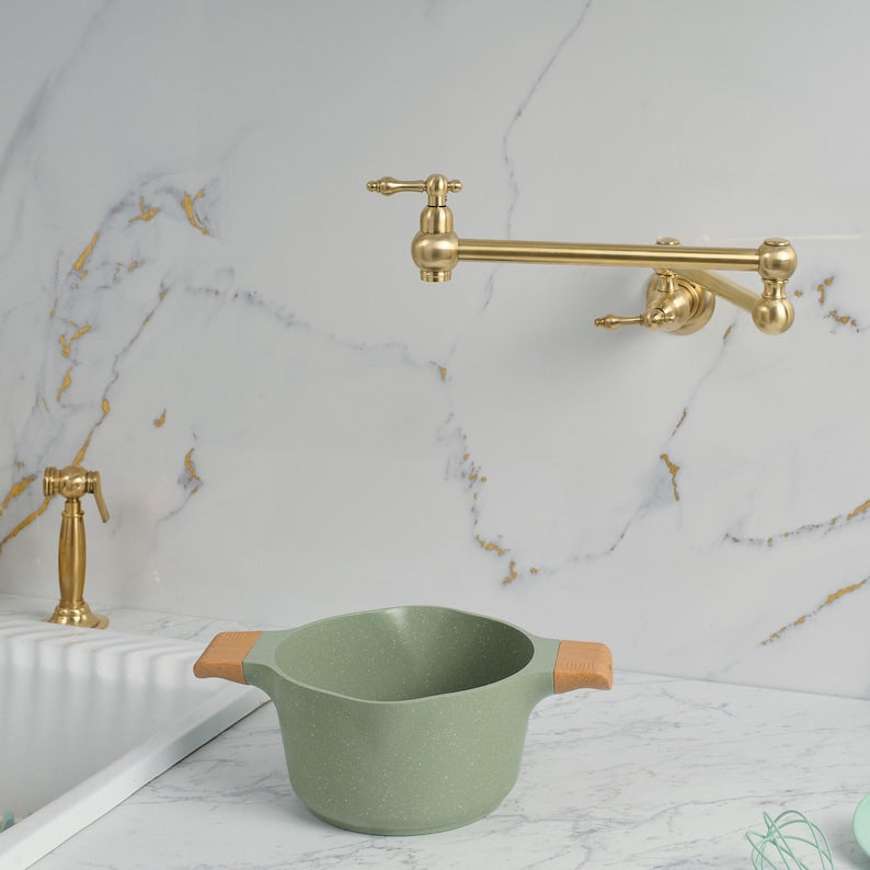 Solid Unlacquered Brass Pot Filler Faucet