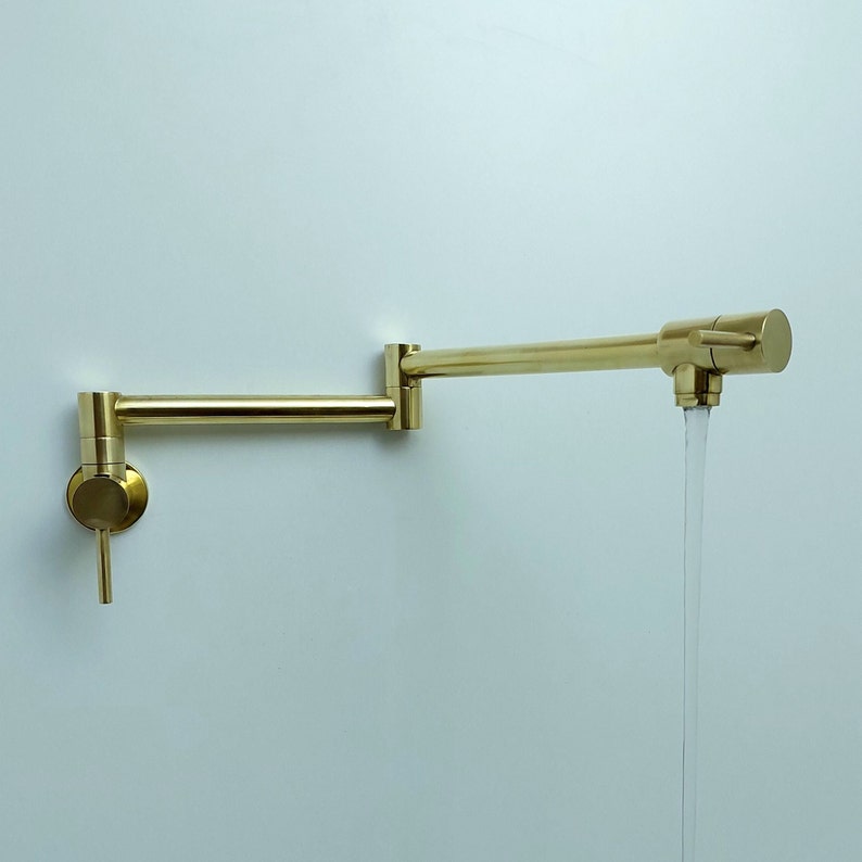 Modern Unlacquered Brass Wall Pot Filler Faucet