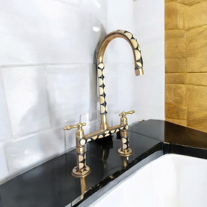 Mother of Pearl Inlay Brass Kitchen Faucet