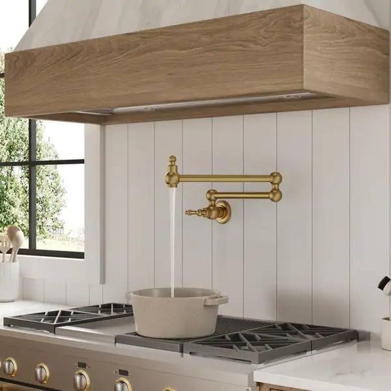 Unlacquered Brass Double Swing Pot Filler Faucet