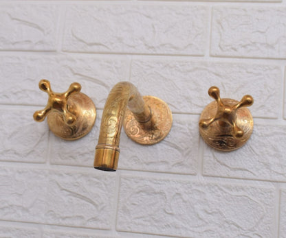 Engraved Solid Brass Wall Mount Faucet