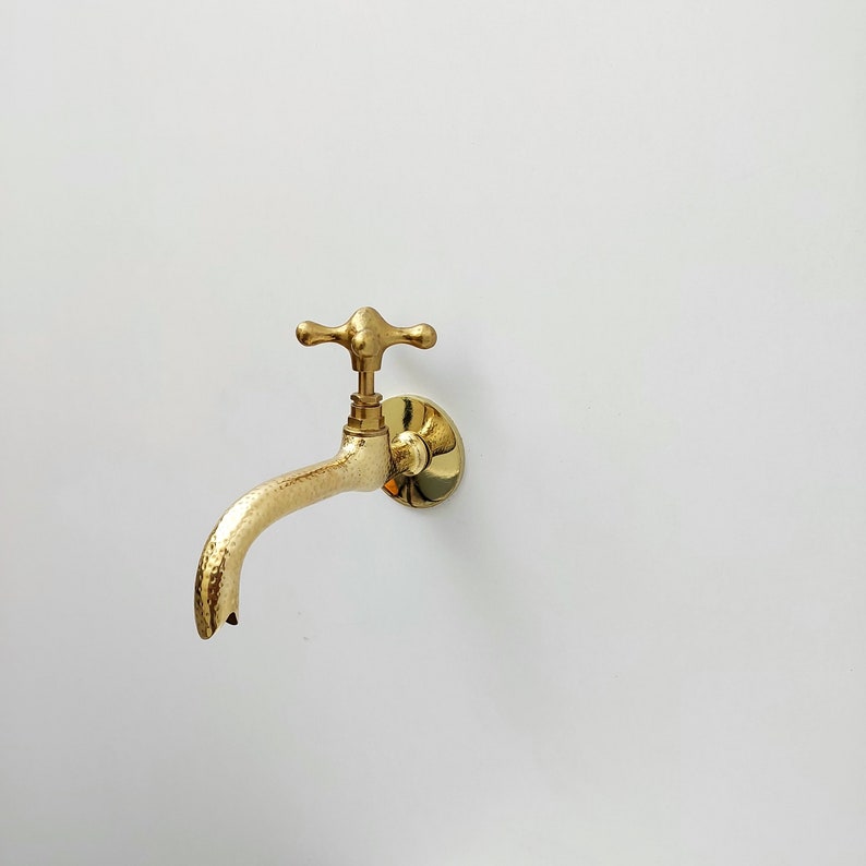Hammered Brass Wall Tap