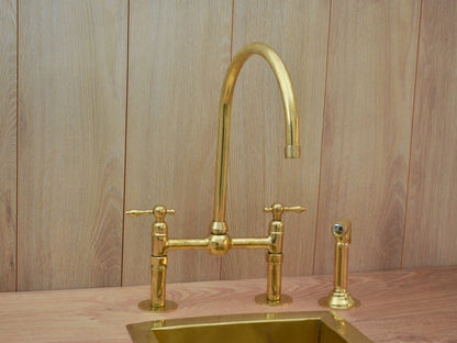 Bridge Style Solid Brass Kitchen Faucet Set