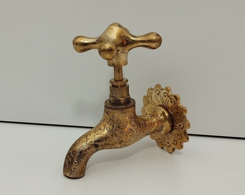 Vintage Engraved Brass Wall Tap