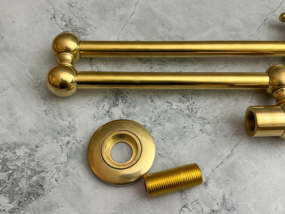 Solid Unlacquered Brass Wall Pot Filler Faucet