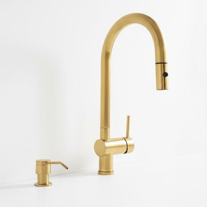 Unlacquered Brass Pull-Down Kitchen Faucet