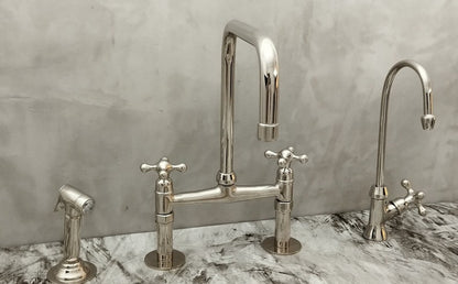 Polished Nickel Bridge Faucet Set with Side Sprayer