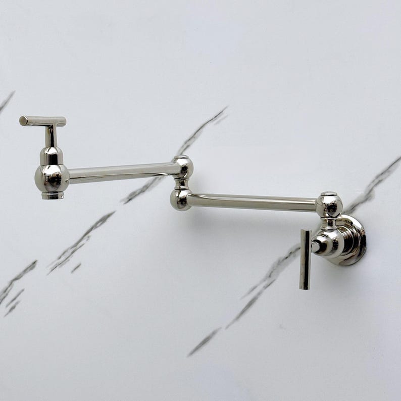 Polished Nickel Wall Mount Pot Filler Faucet