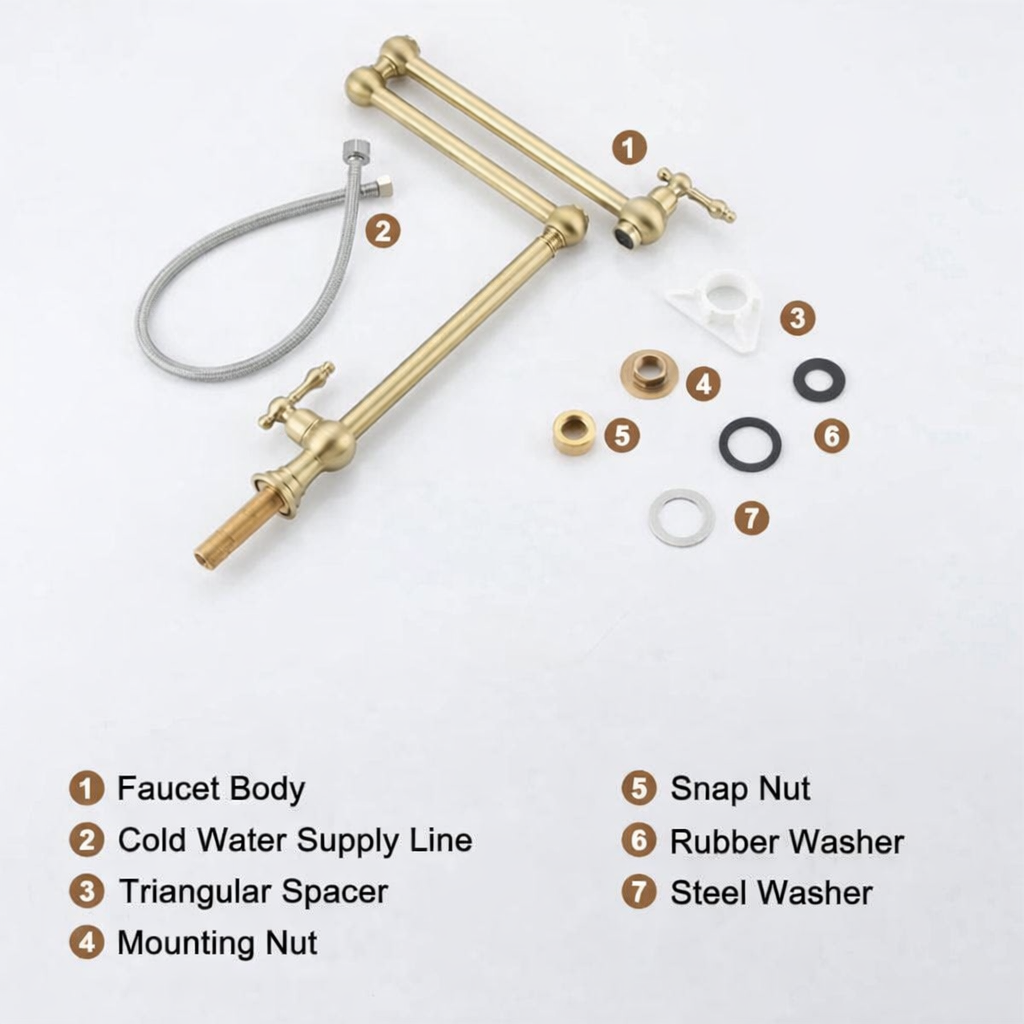 Deck Mounted Unlacquered Brass Pot Filler Faucet