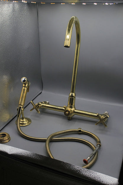 Brass Faucet with 12-Inch Pull-Out Sprayer