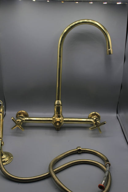 Brass Faucet with 12-Inch Pull-Out Sprayer