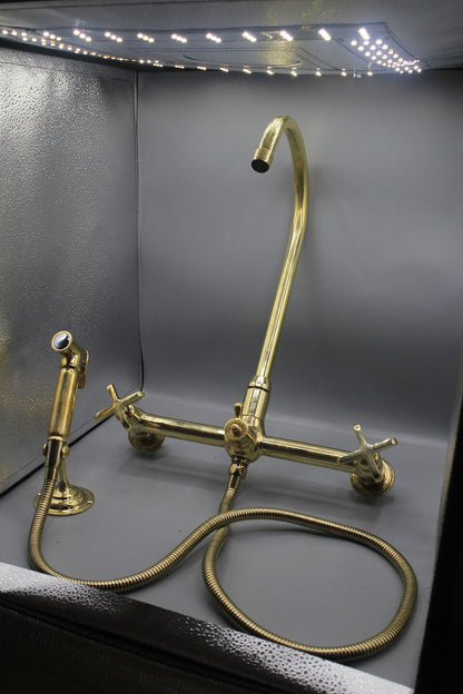 Brass Faucet with 12-Inch Pull-Out Sprayer