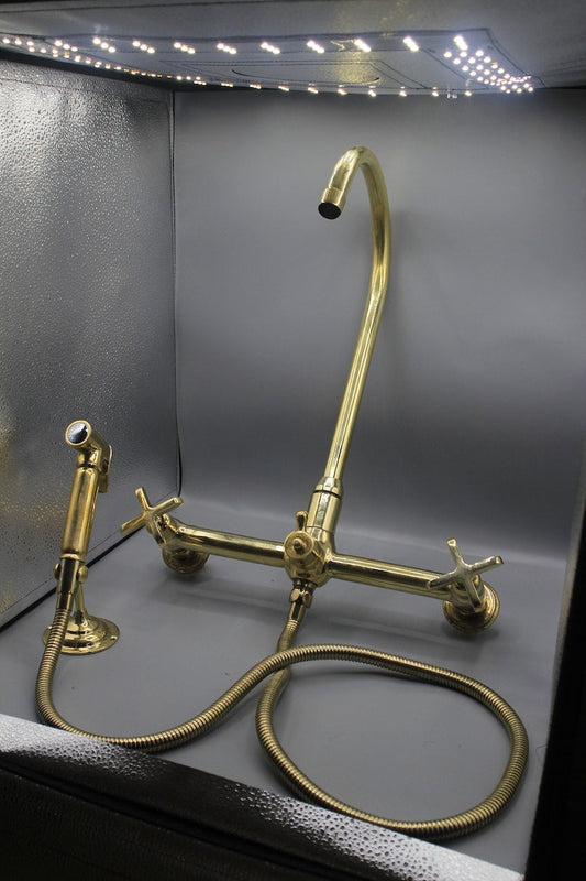 Brass Faucet with 12-Inch Pull-Out Sprayer