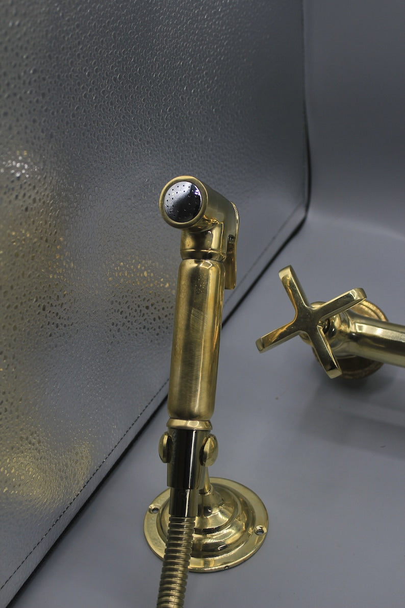 Brass Faucet with 12-Inch Pull-Out Sprayer
