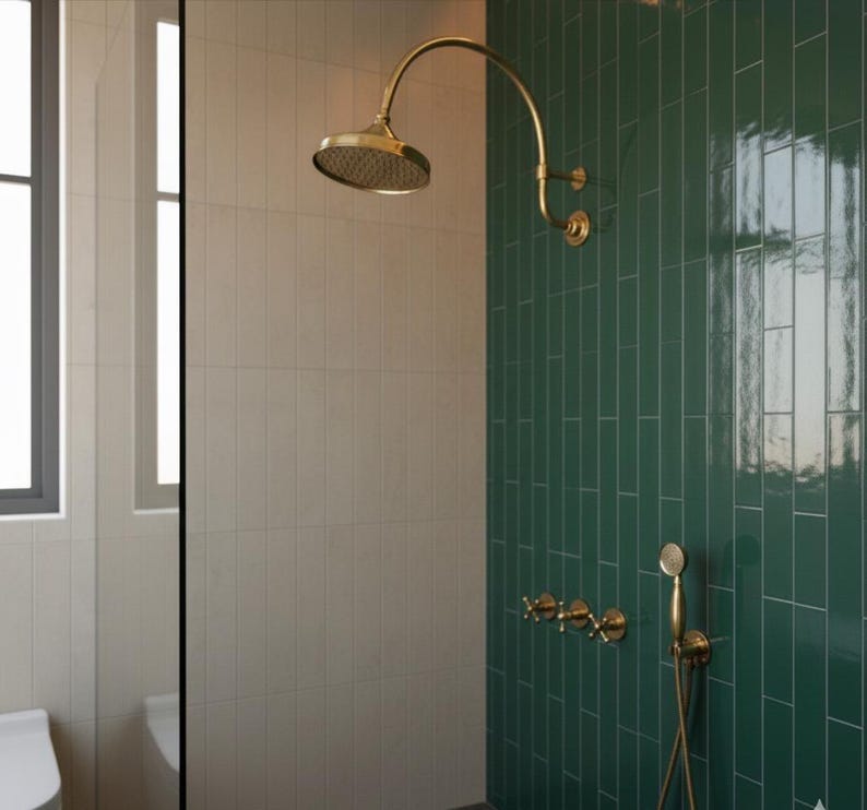Handcrafted Brass Wall-Mount Shower Set