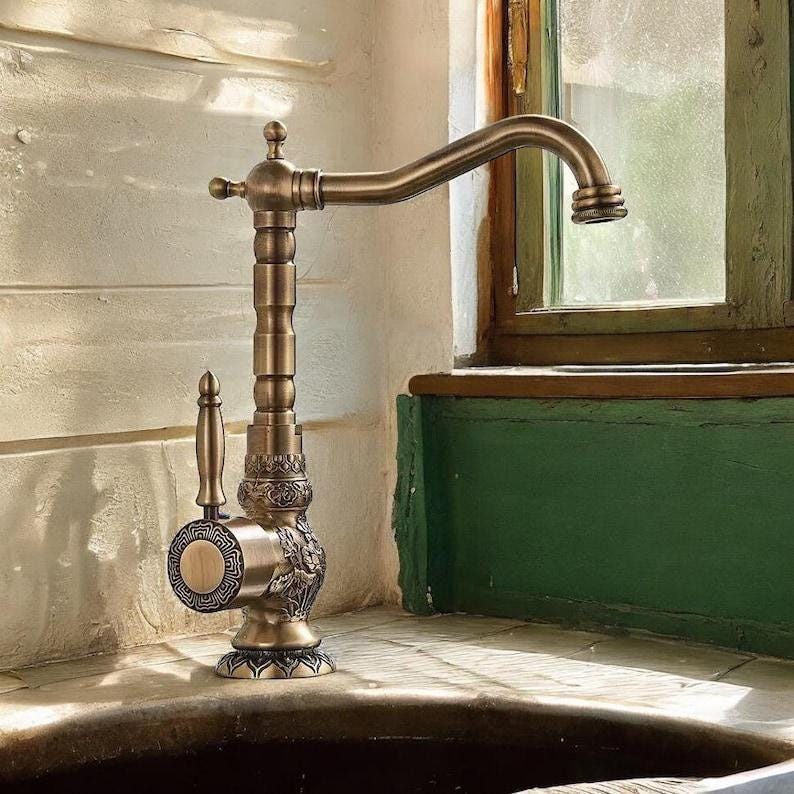 Unlacquered Bronze Bathroom Faucet