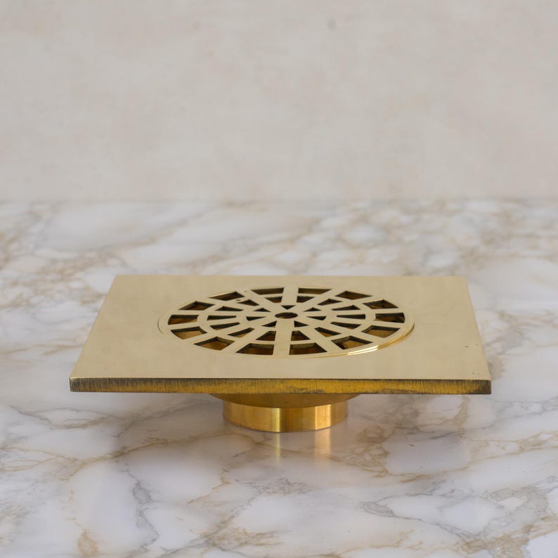 Solid Brass Square Floor Drain Cover – Modern Geometric Shower & Bathroom Drain Grate