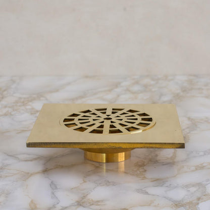 Solid Brass Square Floor Drain Cover – Modern Geometric Shower & Bathroom Drain Grate