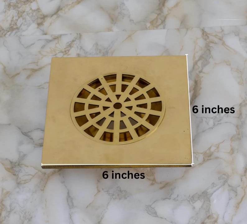 Solid Brass Square Floor Drain Cover – Modern Geometric Shower & Bathroom Drain Grate