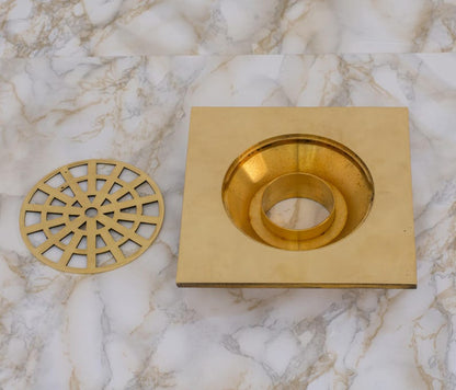 Solid Brass Square Floor Drain Cover – Modern Geometric Shower & Bathroom Drain Grate