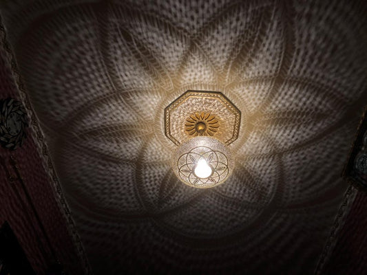 Hand-Pierced Moroccan Brass Globe Light