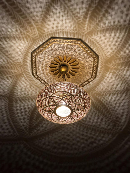 Hand-Pierced Moroccan Brass Globe Light