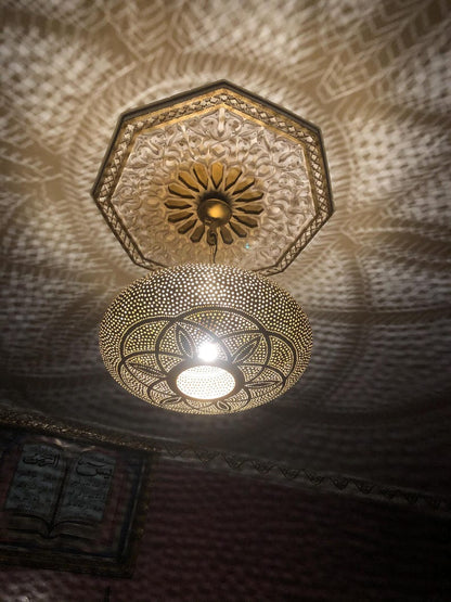 Hand-Pierced Moroccan Brass Globe Light