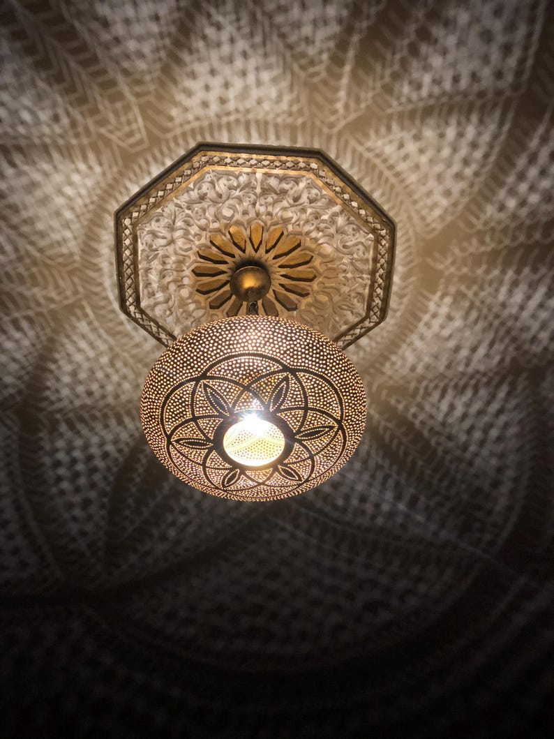 Hand-Pierced Moroccan Brass Globe Light