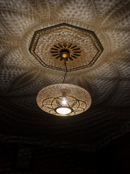 Hand-Pierced Moroccan Brass Globe Light