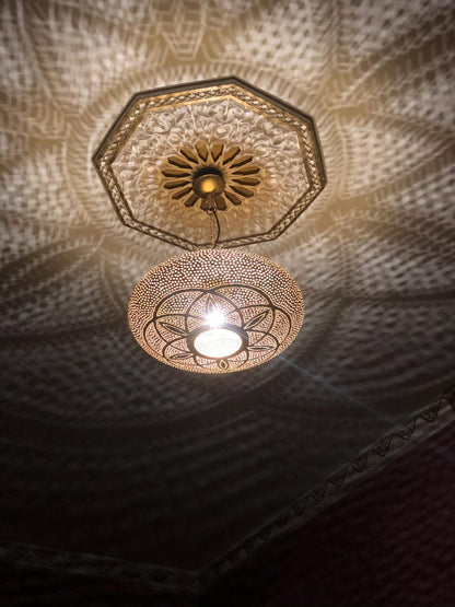 Hand-Pierced Moroccan Brass Globe Light