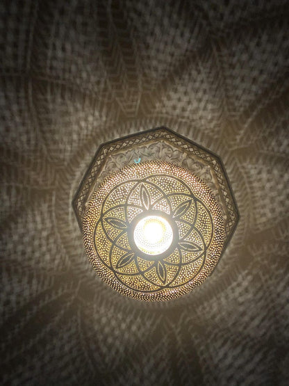 Hand-Pierced Moroccan Brass Globe Light
