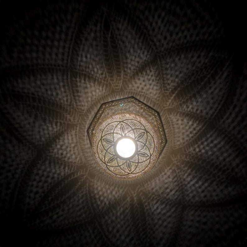 Hand-Pierced Moroccan Brass Globe Light