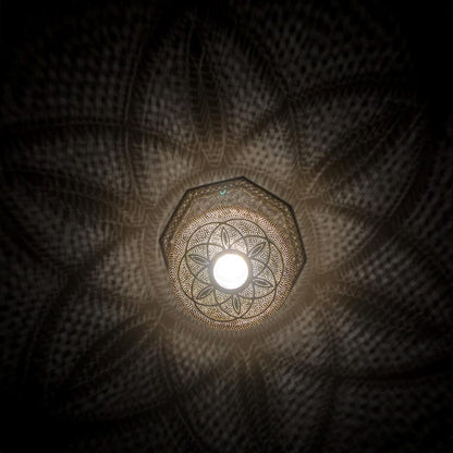 Hand-Pierced Moroccan Brass Globe Light