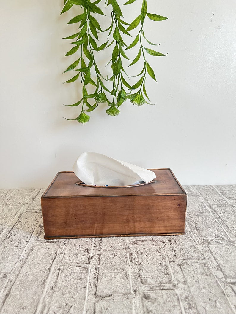 Handmade Copper Tissue Box Cover – Minimalist Metal Decorative Tissue Holder
