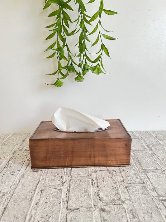 Handmade Copper Tissue Box Cover – Minimalist Metal Decorative Tissue Holder